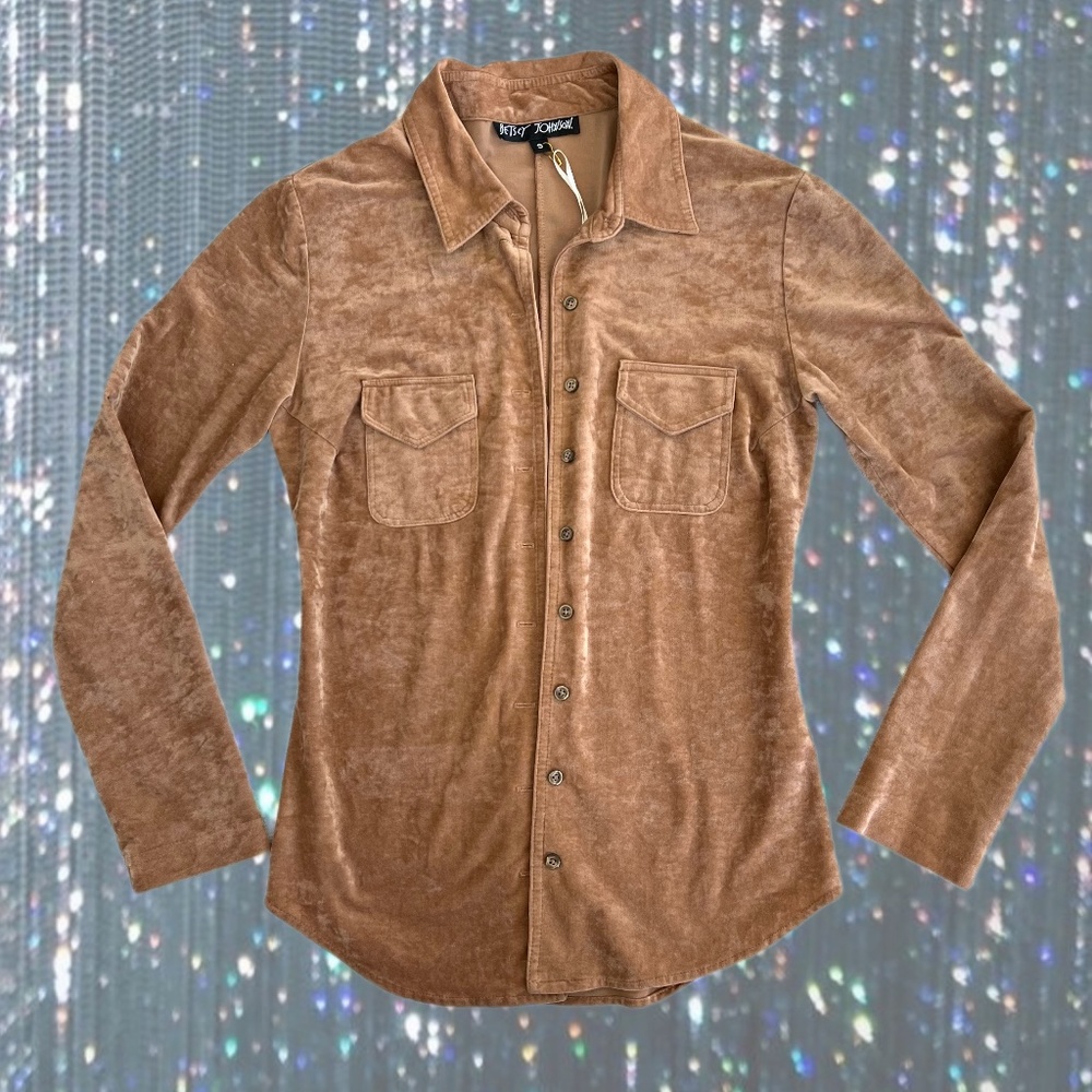 Betsey Johnson Velvet Button Up